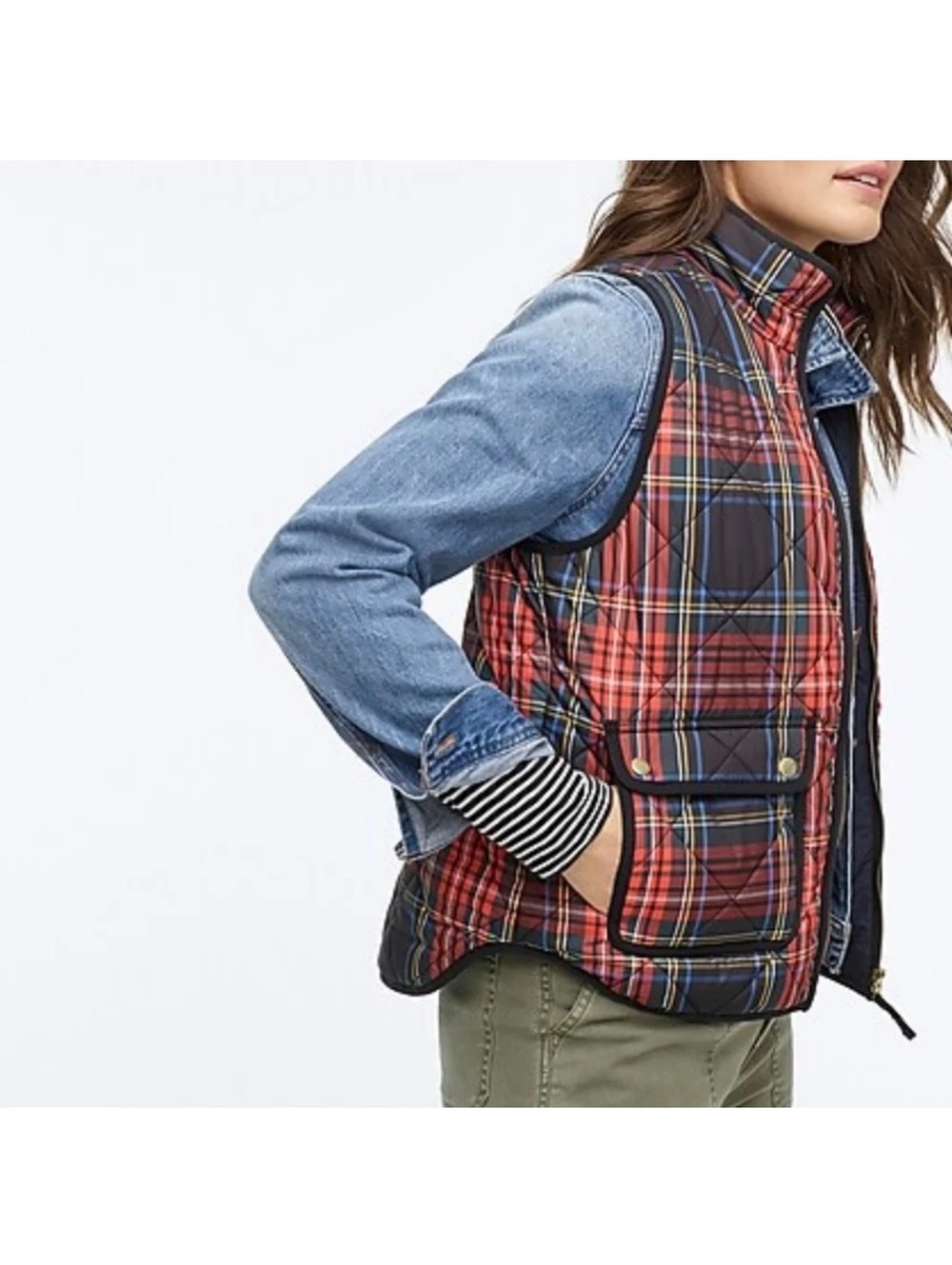J.Crew Beautiful Stewart Tartan Plaid Puffer Vest Size S